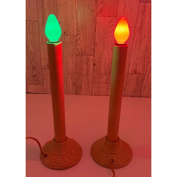 Pair Vintage Deluxe AMICO Electric Christmas Window Candles Cream - Picture 4 of 8